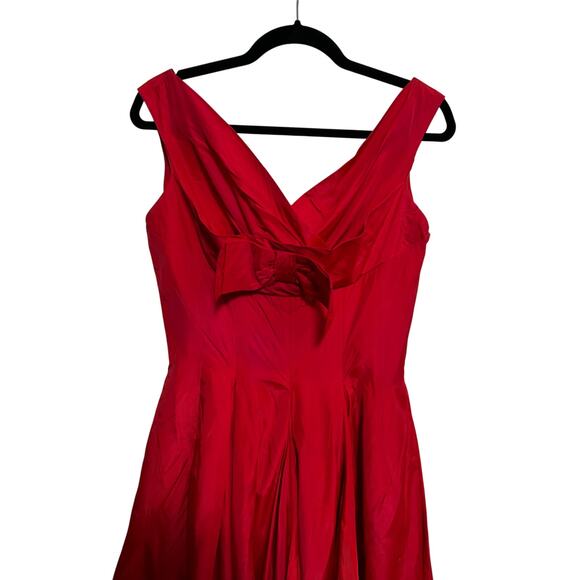 1950s Jonny Herbert Couture Red Taffeta Party Dress XS Rockabilly Pin Up Vtg - Picture 5 of 16